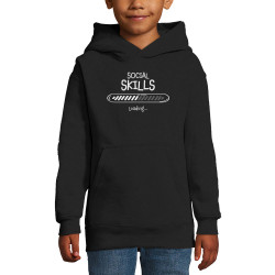Sweat enfant à capuche noir Social Skills loading (Gondrax,Humour)