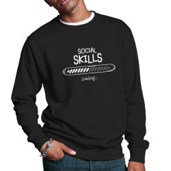Sweat homme col rond noir Social Skills loading (Gondrax,Humour)