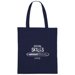 Sac shopping en toile bleu marine Social Skills loading (Gondrax,Humour)