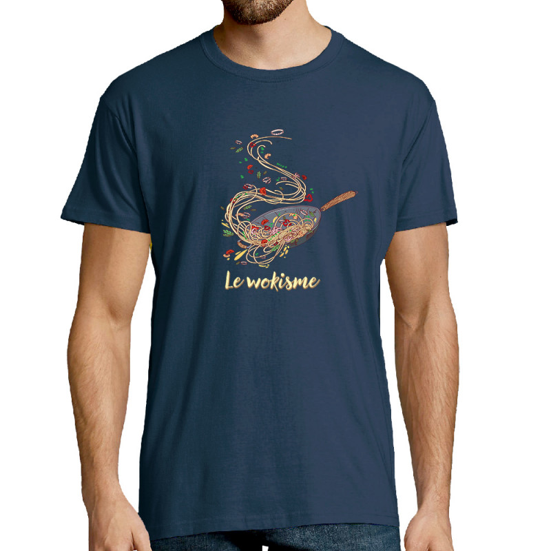 T-shirt homme bleu denim Le wokisme (Gondrax,Humour,Fruits & Légumes)