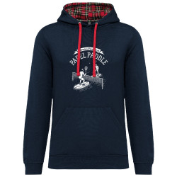 Sweat capuche à motifs unisexe bleu marine et rouge tartan Padel Paddle (Ted Boundy,Humour,Skate)