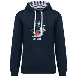 Sweat capuche à motifs unisexe bleu marine et marinière Jon Slow (Alex Kidd,Humour,Films/Séries)