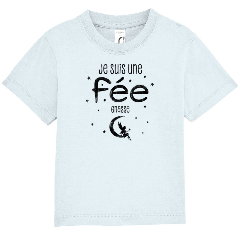 T-shirt bébé bleu ciel Je suis une fée gnasse (Gondrax,Humour,Slogans Débiles)