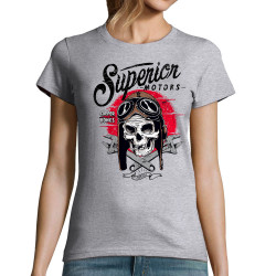 T-shirt femme gris chiné Copper Bones - Superior Motors (Copper Bones,Moto,Têtes de morts)