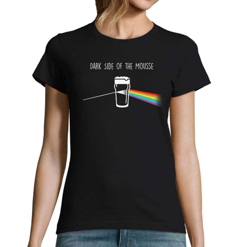 T-shirt femme noir Dark side of the mousse (Guiton,Simon,Alcool,Humour)