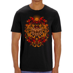 T-shirt homme coton bio noir Lotus Blossom (Gondrax,Ethnique)