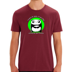 T-shirt homme coton bio bordeaux Sauvez un bambou Mangez un panda (Pandaluna,Animaux,Humour,Manga Kawaï japan)