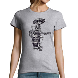 T-shirt femme gris chiné Santa Muerte - El Guitarrista (Santa Muerte,Têtes de morts,Rock & Punk)