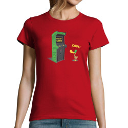 T-shirt femme rouge Insert Coins (Ted Boundy,Animaux,Humour,Jeux Vidéo / Geek)
