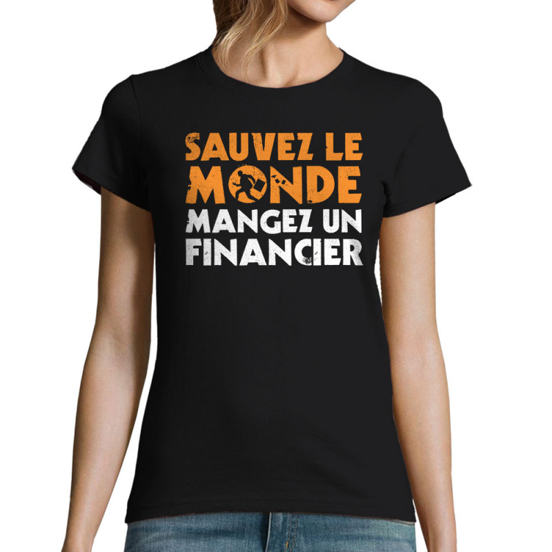 T-shirt femme noir Sauvez le monde (Ted Boundy,Slogans engagés,Humour)