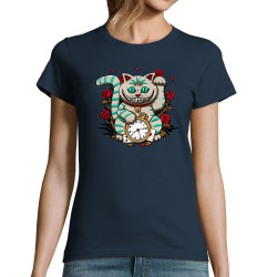 T-shirt femme bleu marine Lucky Alice Cat (Le Duc,Animaux,Chats)