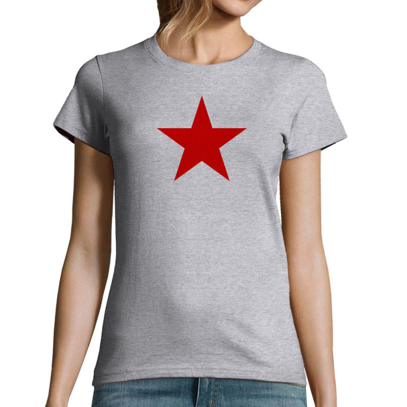 T-shirt femme gris chiné Etoile Rouge (Slogans engagés)