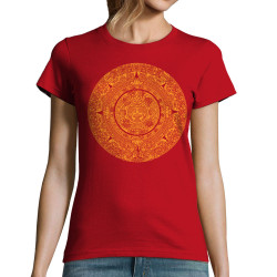 T-shirt femme rouge Calendrier Aztèque (Ethnique)