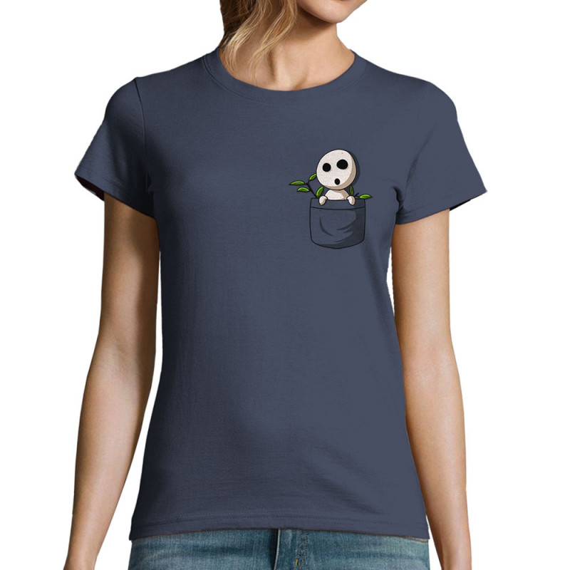 T-shirt femme bleu denim Kondamas Pocket (Le Duc,Films/Séries,Manga Kawaï japan)