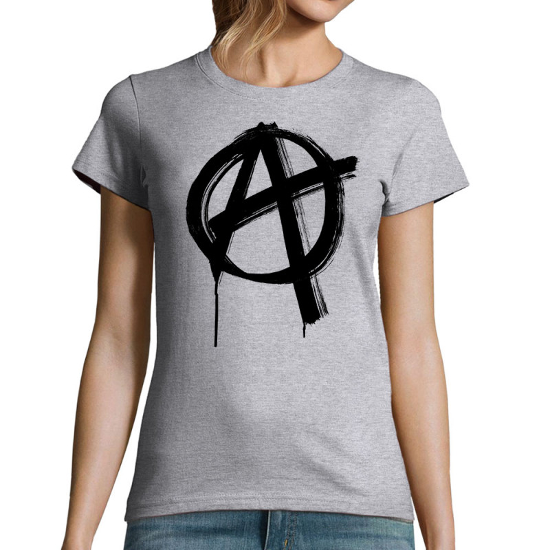 T-shirt femme gris chiné Anarchy (Gondrax,Slogans engagés,Rock & Punk)