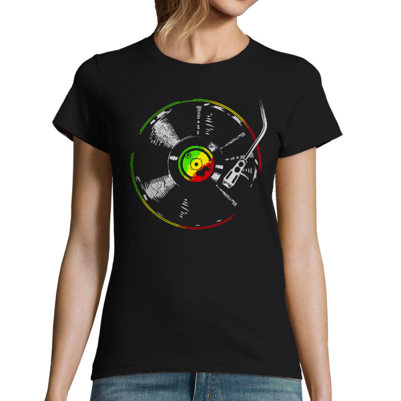 T-shirt femme noir Reggae Vinyl (Reggae)