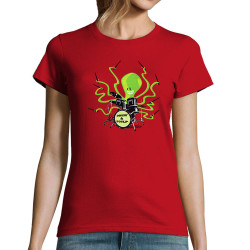 T-shirt femme rouge Poulpy Drum (Animaux,Humour,Ted Boundy)