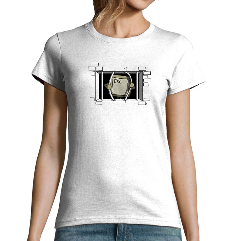 T-shirt femme blanc Echappe - Escape (Gondrax,Jeux Vidéo / Geek,Humour)