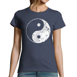 T-shirt femme bleu denim Ying Yang (Ethnique)