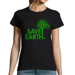 T-shirt femme noir Save Earth (Ecologie)
