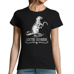T-shirt femme noir Loutre Ouvrière (Gondrax,Les Bébêtes,Animaux,Humour)