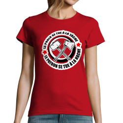 T-shirt femme rouge Le prolo se tue à la tâche (Slogans engagés)