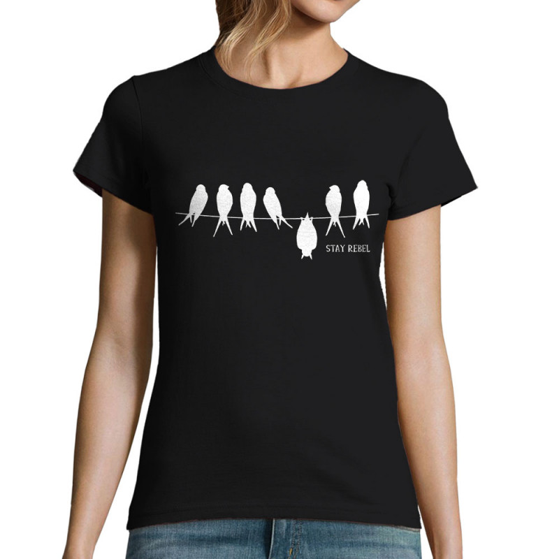 T-shirt femme noir Stay Rebel (Gondrax,Animaux,Humour,Stay)