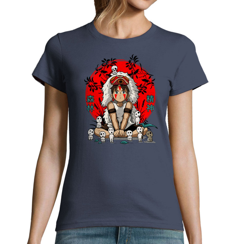 T-shirt femme bleu denim Forest Spirits (Le Duc,Films/Séries,Manga Kawaï japan)