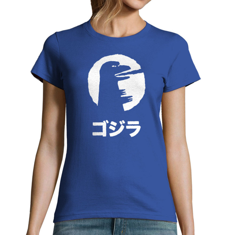 T-shirt femme bleu royal Vintage Godzilla (Alex Kidd,Films/Séries,Manga Kawaï japan)