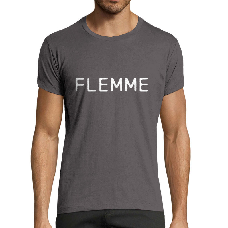 T-shirt homme fit gris foncé Flemme (Gondrax,Slogans Débiles)