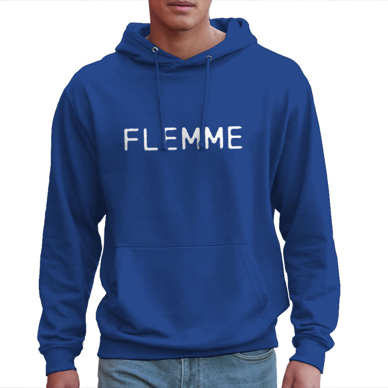 Sweat homme à capuche bleu royal Flemme (Gondrax,Slogans Débiles)