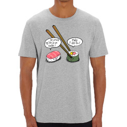 T-shirt homme coton bio gris chiné On a un sushi (Gondrax,Humour,Fruits & Légumes)