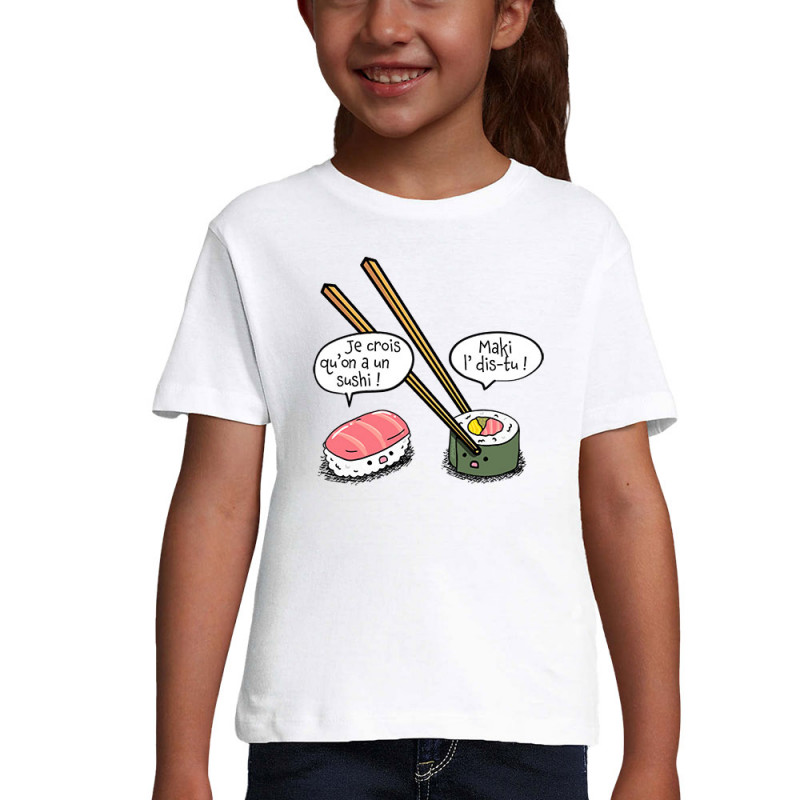 T-shirt fillette blanc On a un sushi (Gondrax,Humour,Fruits & Légumes)