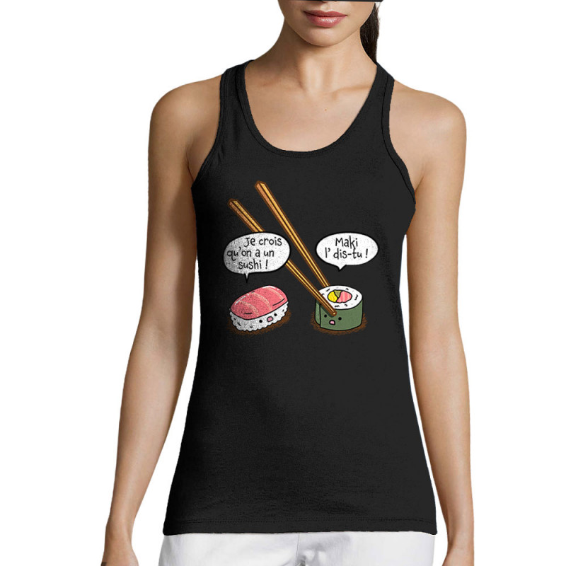 Débardeur femme noir On a un sushi (Gondrax,Humour,Fruits & Légumes)