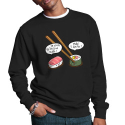 Sweat homme col rond noir On a un sushi (Gondrax,Humour,Fruits & Légumes)