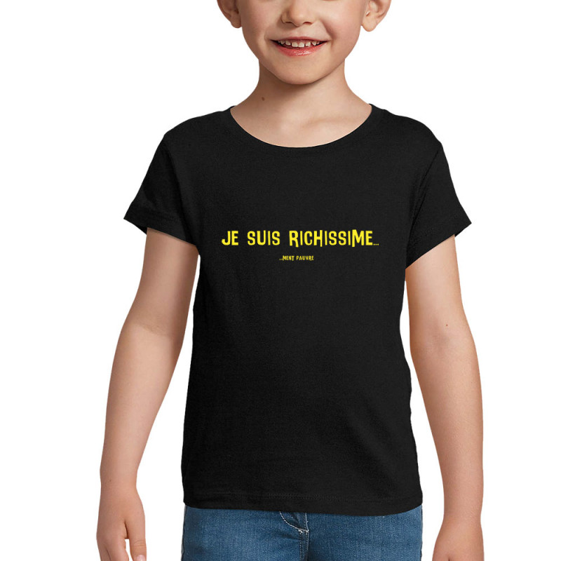 T-shirt fillette noir Je suis richissime (Gondrax,Slogans Débiles,Humour)