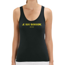 Débardeur femme coton bio noir Je suis richissime (Gondrax,Slogans Débiles,Humour)