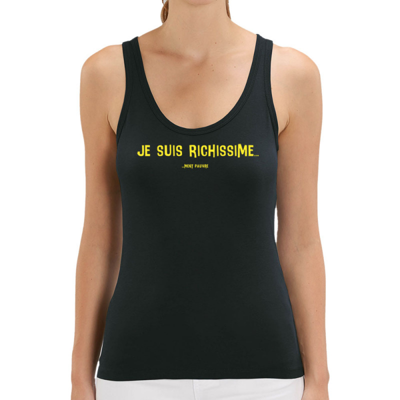 Débardeur femme coton bio noir Je suis richissime (Gondrax,Slogans Débiles,Humour)
