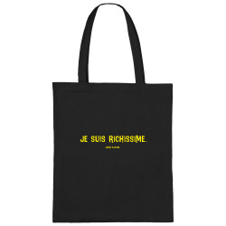 Sac shopping en toile noir Je suis richissime (Gondrax,Slogans Débiles,Humour)