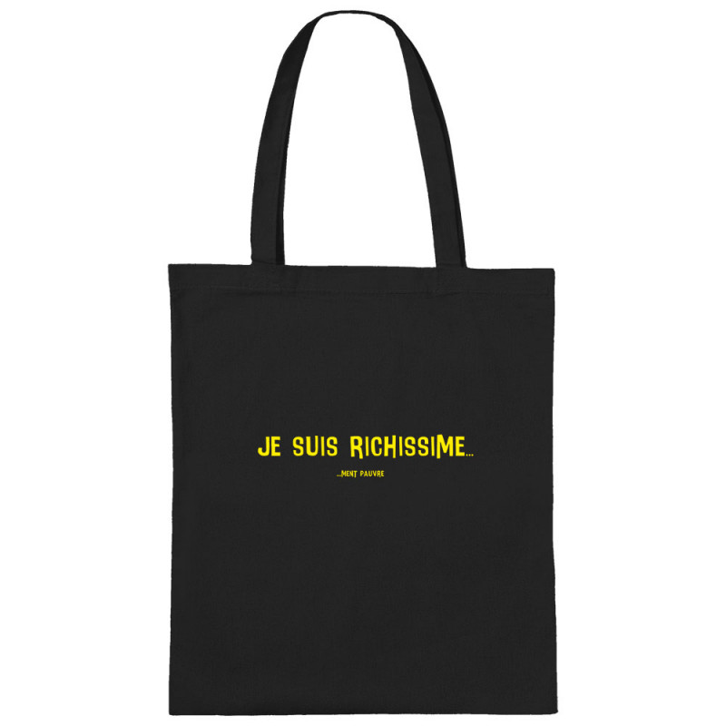 Sac shopping en toile noir Je suis richissime (Gondrax,Slogans Débiles,Humour)