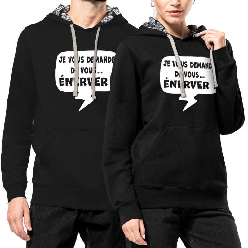 Sweat capuche à motifs unisexe noir et têtes de mort mexicaines Je vous demande de vous énerver (Gondrax,Slogans Débiles,Slogans