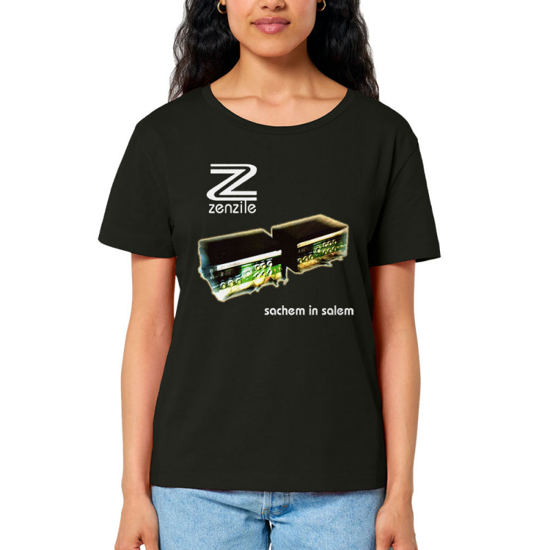 T-shirt femme col large coton bio noir Zenzile - Sachem in Salem (Zenzile)