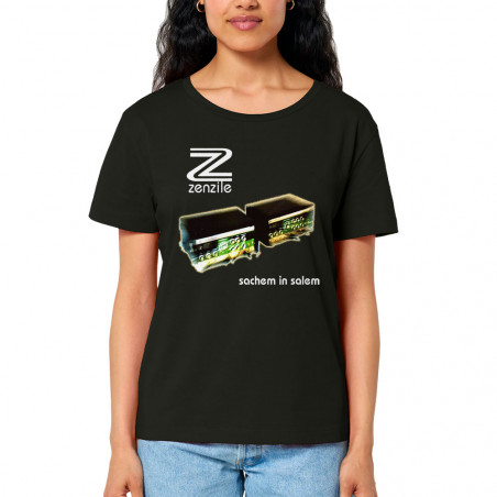 T-shirt femme col large coton bio noir Zenzile - Sachem in Salem (Zenzile)