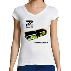 T-shirt femme col V blanc Zenzile - Sachem in Salem (Zenzile)