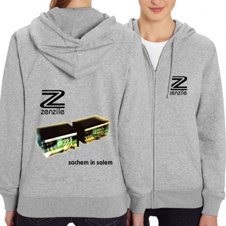 Sweat femme zippé à capuche coton bio gris chiné Zenzile - Sachem in Salem (Zenzile)