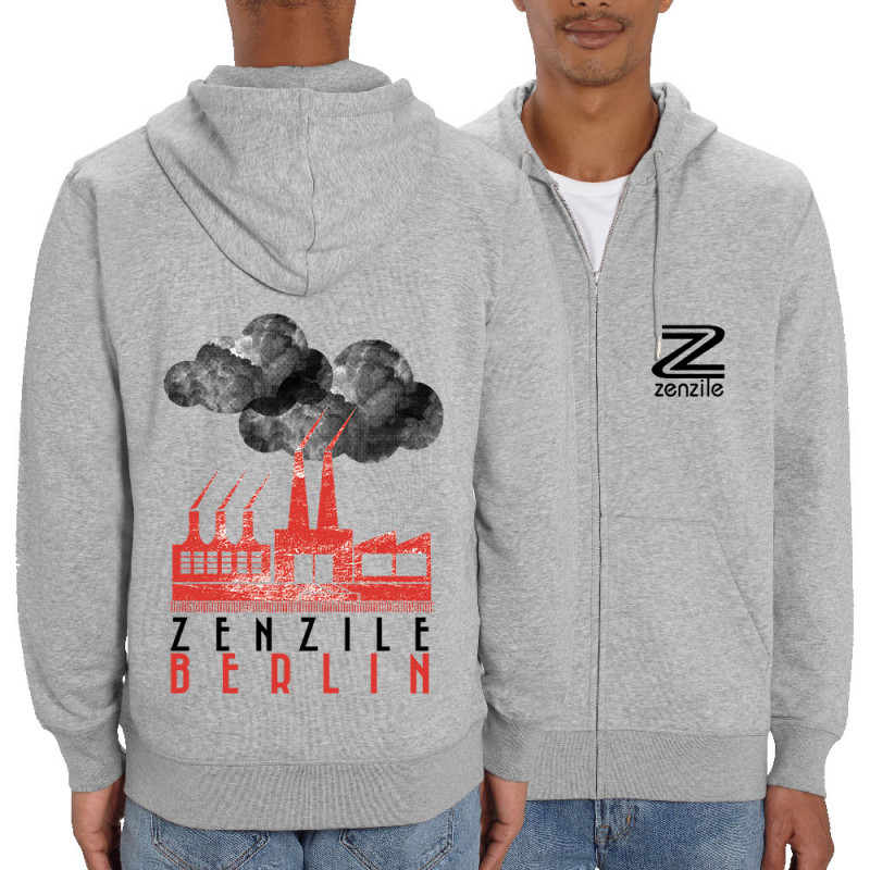 Sweat homme zippé à capuche coton bio gris chiné Zenzile - Berlin (Zenzile)