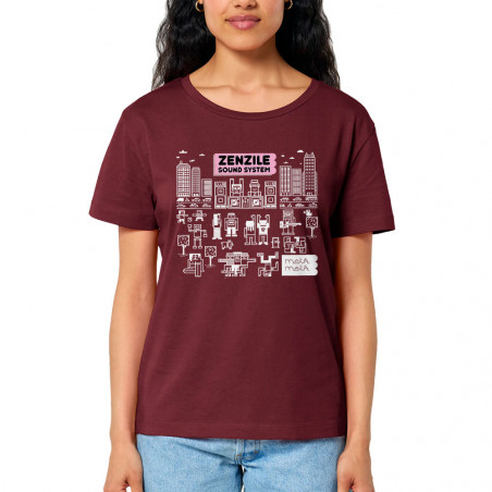 T-shirt femme col large coton bio bordeaux Zenzile - Meta Meta (Zenzile)
