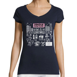 T-shirt femme col V bleu marine Zenzile - Meta Meta (Zenzile)