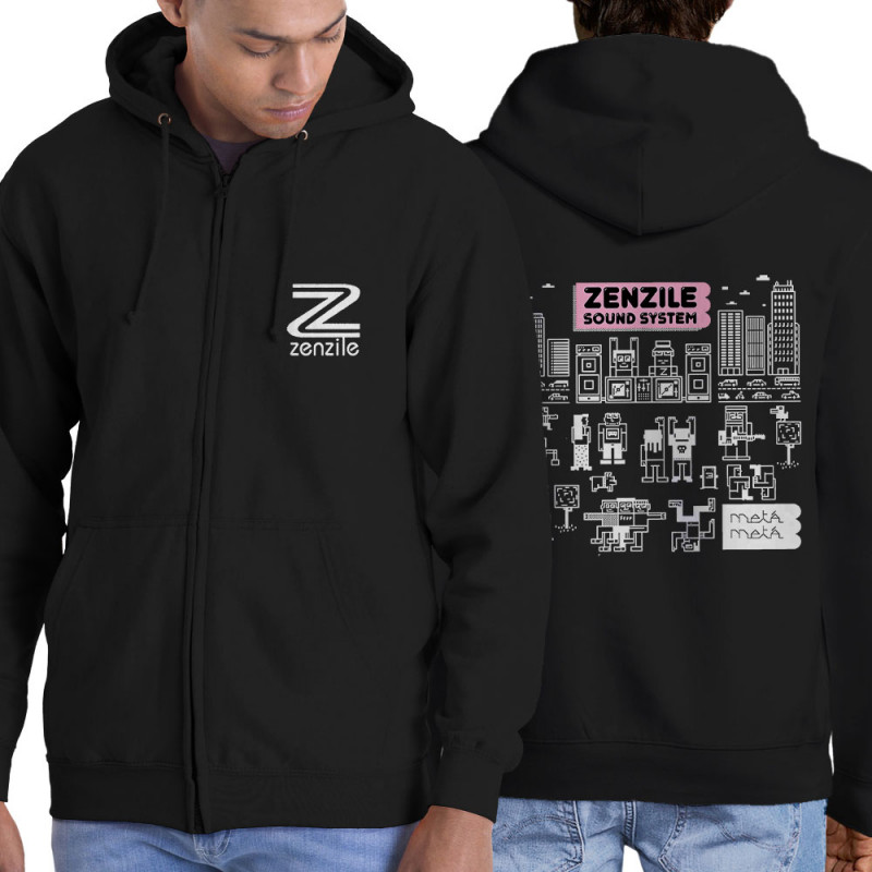Sweat homme à capuche zippé noir Zenzile - Meta Meta (Zenzile)