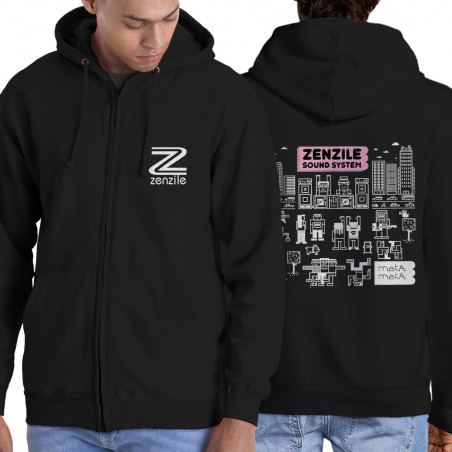 Sweat homme à capuche zippé noir Zenzile - Meta Meta (Zenzile)